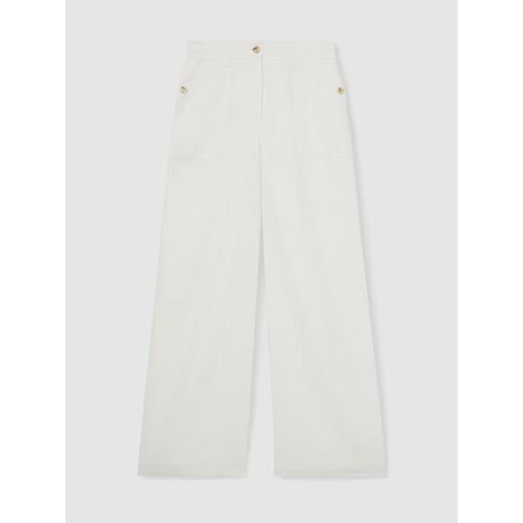 Reiss Ashby Linen Wide-Leg Trousers White - 8 UK (4 US) - Picture 5 of 6